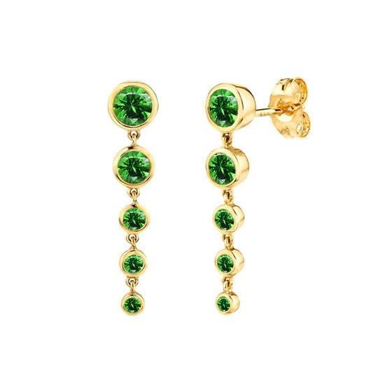 Hanging Green Round Crystal Earrings: Women's Gold Jewellery Collection