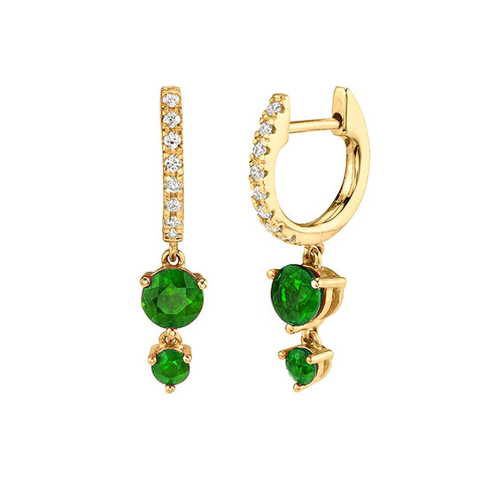 Pave White Green Huggie Hoop Earrings: Women's Sparkling Gold Jewellery