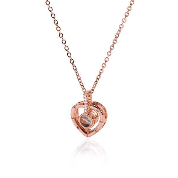 "I Love You" 100 Language Pendant Necklace - in Rose Gold