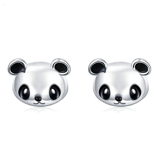 Sterling Silver Panda Stud Earrings