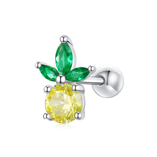 green yellow pineapple screw back stud earrings