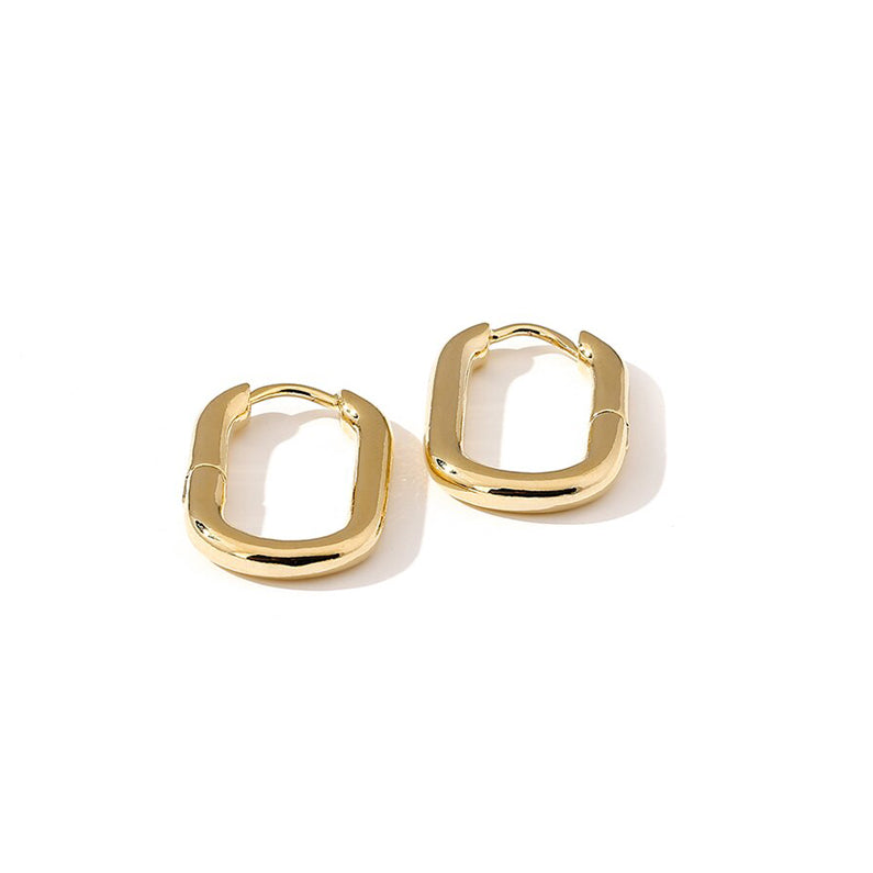 "O SHAPE GLEAM" - Gold or Silver Rectangle Hoop Earrings (Copper)