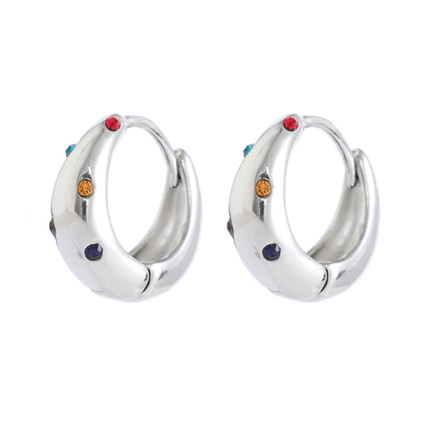 Chubby Huggie Hoops - Colourful Silver Dome Earrings