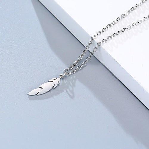 Mens Silver Feather Necklace: 60cm Long Necklace  Part of the Men's Silver Jewellery Collection, this light grey silver feather necklace is a gorgeous addition to any jewellery collection. Pair this feather piece with more from the silver stainless steel line! 