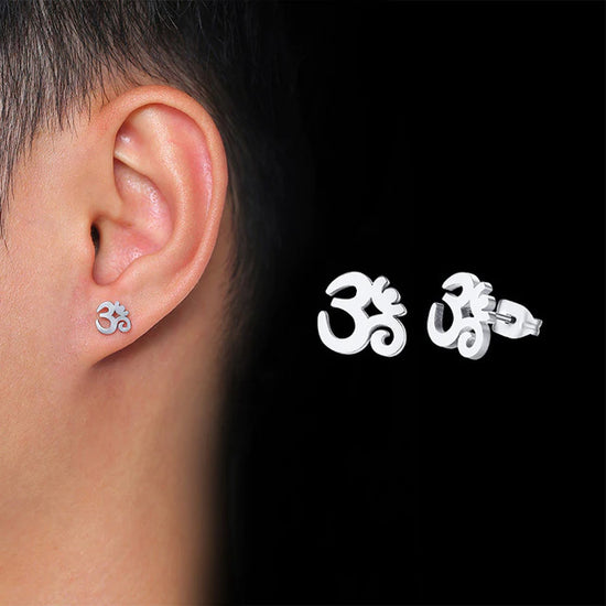 "Om Stud Earrings" (Gold, Black, Silver) - Waterproof Stainless Steel Earrings