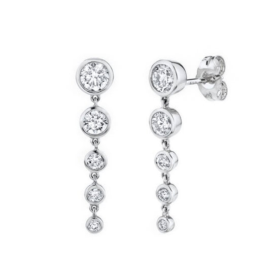 Hanging White Crystal Studs - Women's Sparkling Drop Earrings