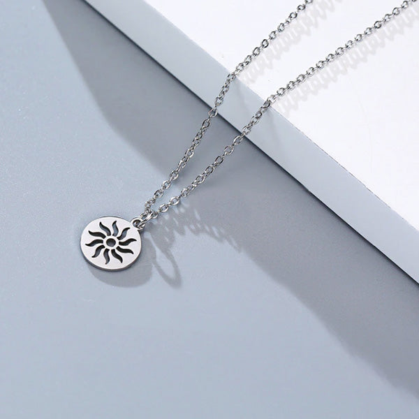 Silver Sun Necklace (45cm) - Unisex Stainless Steel Necklace
