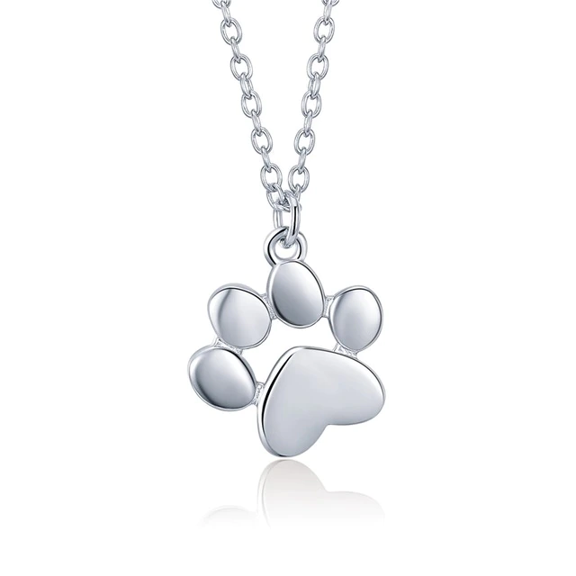 SILVER DOG PAW PRINT NECKLACE