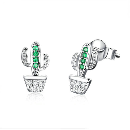 small cactus earrings studs sterling silver kids children