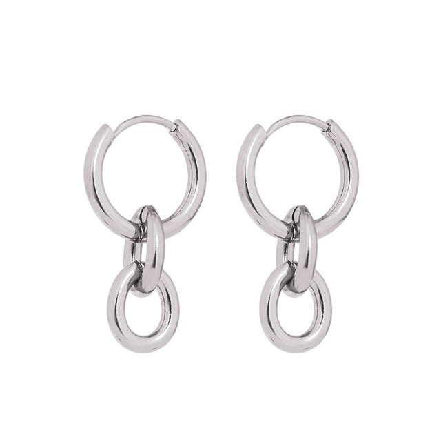 silver stainless steel round huggie earrings mininamal earrings women