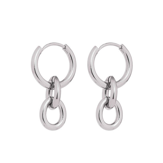 silver stainless steel round huggie earrings mininamal earrings women