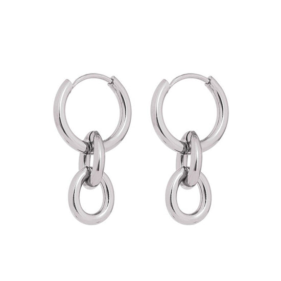 silver stainless steel round huggie earrings mininamal earrings women