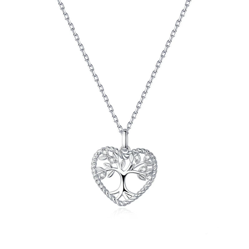Crystal Tree of Life Heart Necklace - Made from Sterling Silver